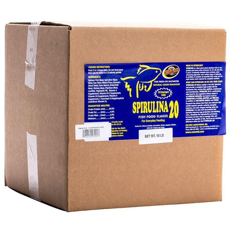 Zoo Med Spirulina 20 Flakes Fish Food-Fish-Zoo Med-10 lbs-