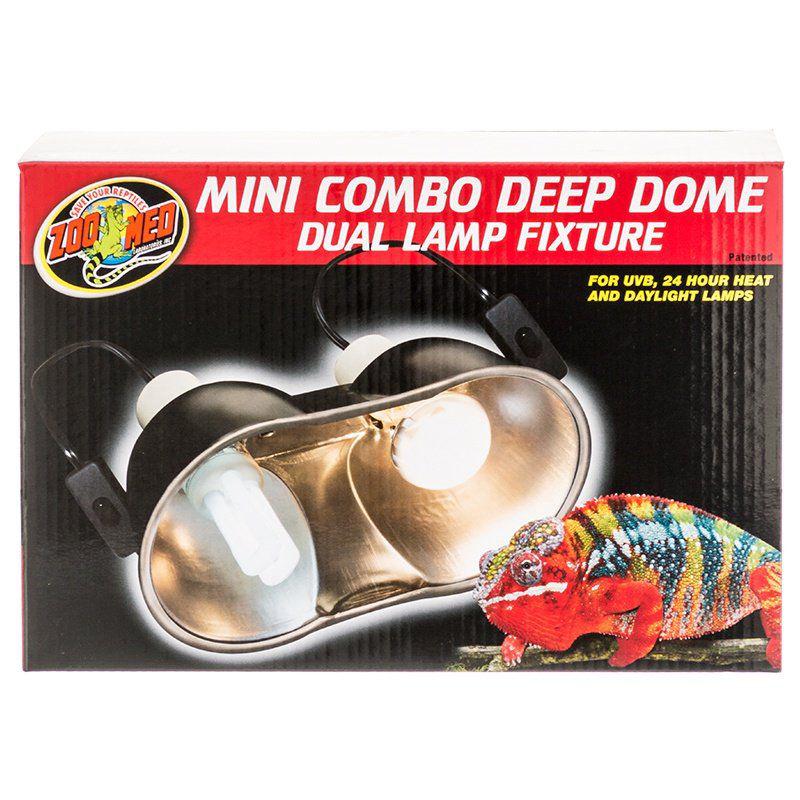 Zoo Med Mini Combo Deep Dome Lamp Fixture - Black-Reptile-Zoo Med-Up to 100 Watts - Each Socket-