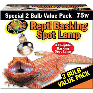 Zoo Med Repti Basking Spot Lamp Replacement Bulb-Reptile-Zoo Med-75 Watts (2 Pack)-