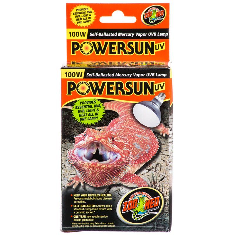 Zoo Med Powersun UVB Mercury Vapor Lamp-Reptile-Zoo Med-1oo Watt-