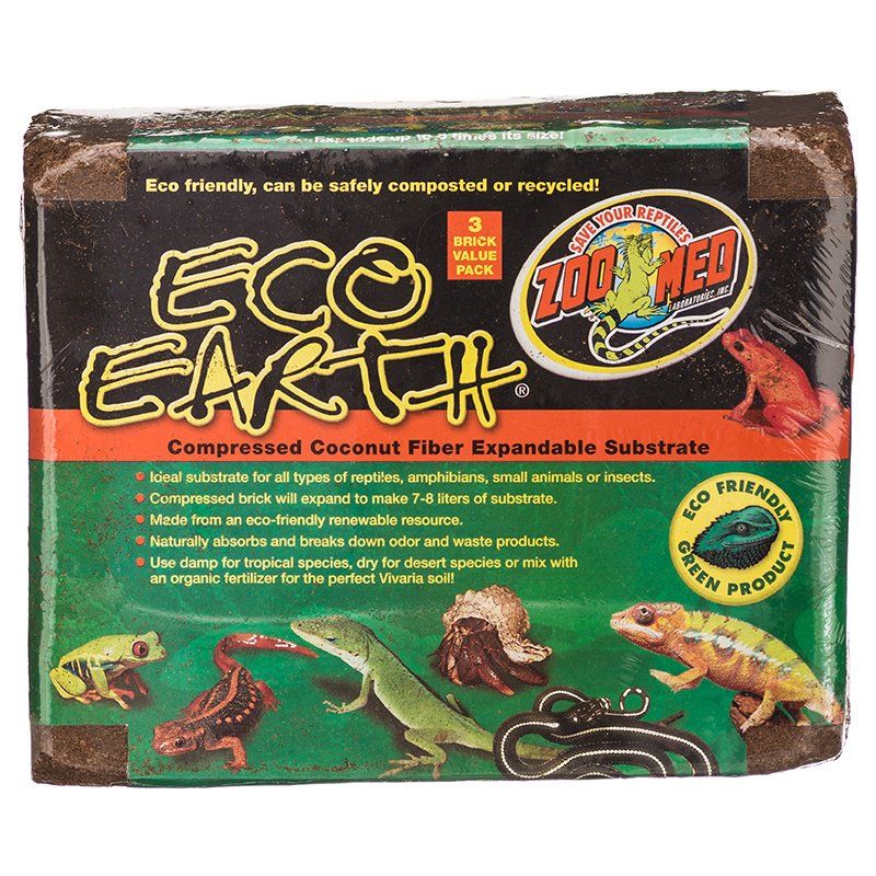 Zoo Med Eco Earth Compressed Coconut Fiber Expandable Substrate-Reptile-Zoo Med-3 Pack (Makes 21-24 Liters)-