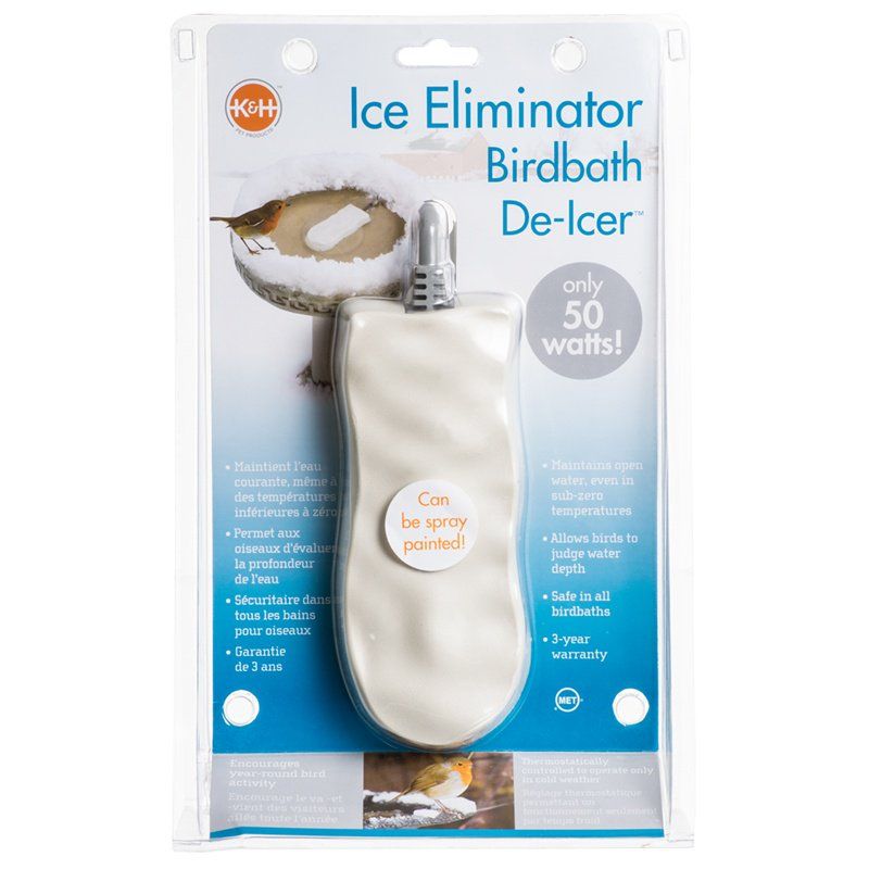 K & H Bird Bath De-Icer - Super Ice Eliminator-Fish-K&H Pet Products-50 Watts - 7"L x 3"W x 1"H-
