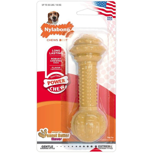 Nylabone Dura Chew Barbell Dog Chew Toy - Peanut Butter Flavor-Dog-Nylabone-Medium/Large-