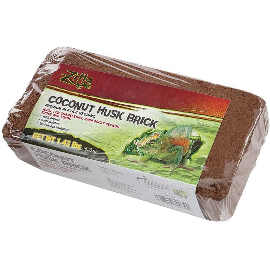 Zilla Coconut Husk Premium Reptile Bedding Brick-Reptile-Zilla-1.3 lbs - Covers 55 Gallon Tank - (4"L x 8"W x 2.62"H)-