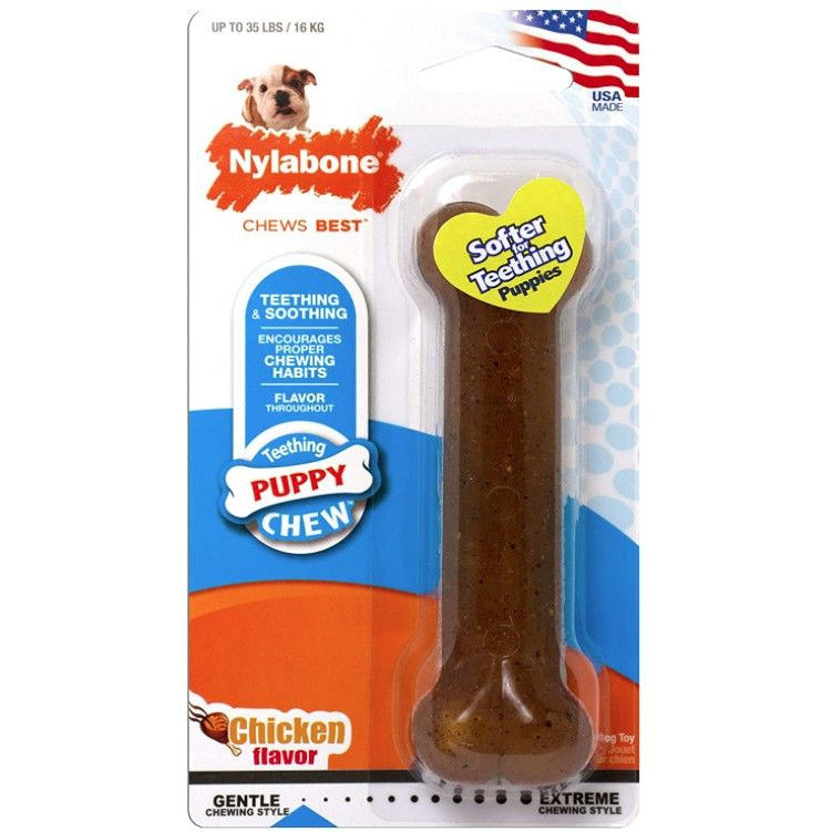 Nylabone Puppy Chew PuppyBone - Chicken Flavor-Dog-Nylabone-Wolf - 5.5" Bone - (For Puppies up to 35 lbs)-