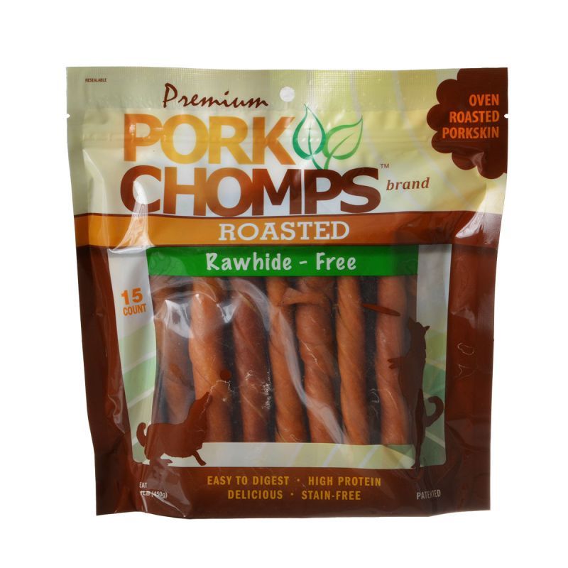 Pork Chomps Twistz Pork Chews - Roasted-Dog-Scott Pet-Large Twists - 15 Count-