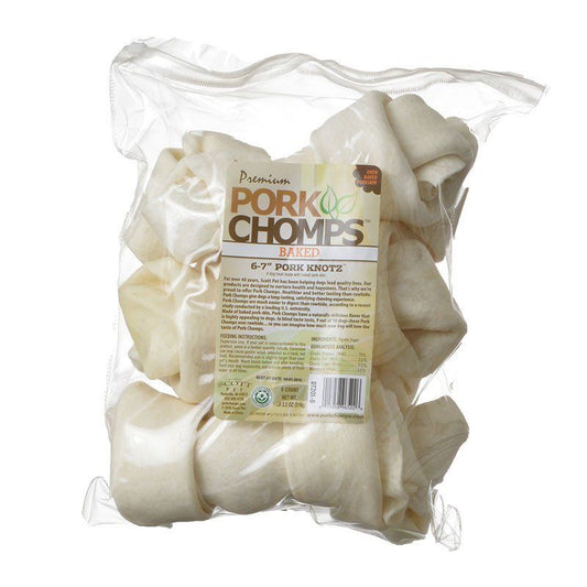 Pork Chomps Knotz Knotted Pork Chew - Baked-Dog-Scott Pet-Large - 6 Count - (6"-7" Chews)-