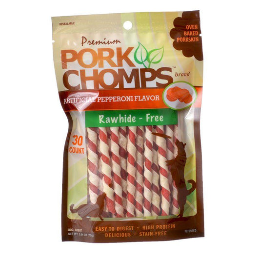 Pork Chomps Twistz Pork Chews - Pepperoni Flavor-Dog-Scott Pet-Mini Twists - 30 Count-