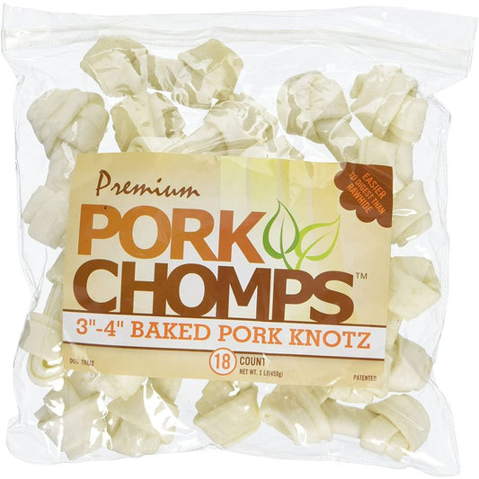 Pork Chomps Knotz Knotted Pork Chew - Baked-Dog-Scott Pet-Medium - 18 Count - (3"-4" Chews)-