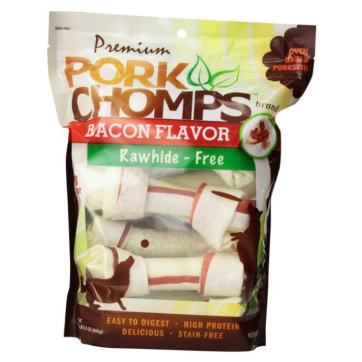 Pork Chomps Premium Pork Knotz - Bacon Flavor-Dog-Scott Pet-Medium - 8 Count - (7" Chews)-