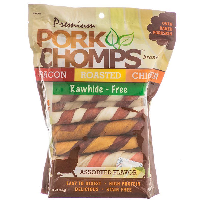 Pork Chomps Premium Assorted Pork Twistz - Bacon, Roasted & Chicken Flavors-Dog-Scott Pet-24 Count - Assorted Flavors - (6" Chews)-