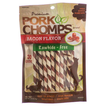 Pork Chomps Premium Pork Twistz - Bacon-Dog-Scott Pet-Mini - 30 Count-