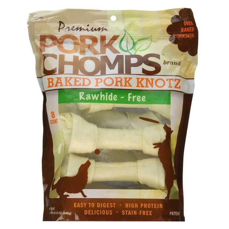 Pork Chomps Premium Pork Knotz - Baked-Dog-Scott Pet-8 Count - (7" Chews)-