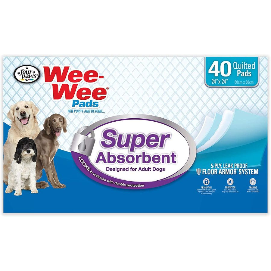 Four Paws Wee Wee Pads - Super Absorbent-Dog-Four Paws-40 Pack - (24"L x 24"W)-