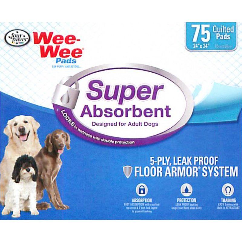 Four Paws Wee Wee Pads - Super Absorbent-Dog-Four Paws-75 Pack - (24"L x 24"W)-