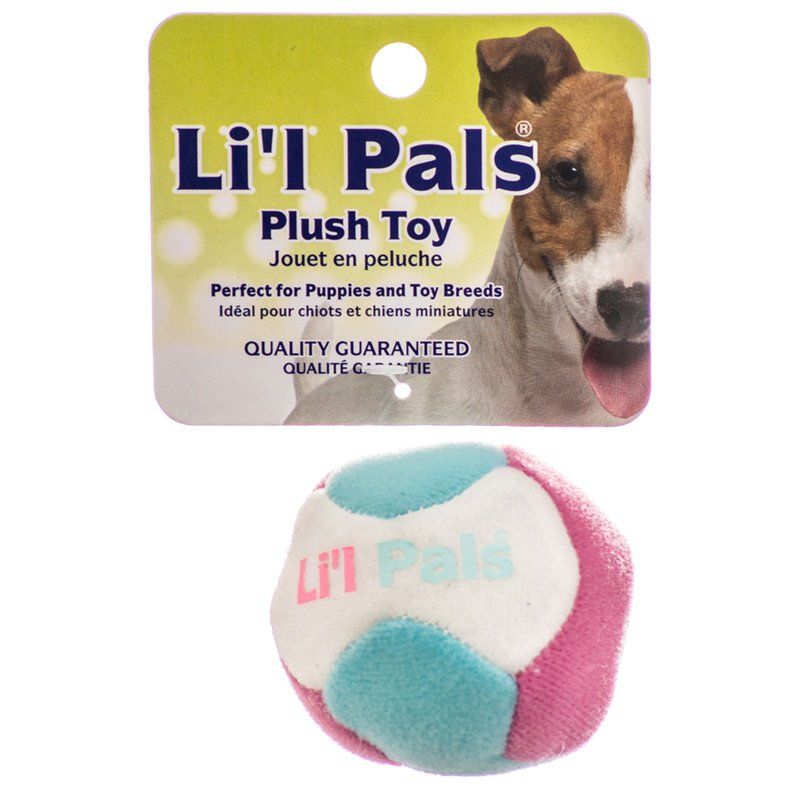 Lil Pals Multi Colored Plush Ball with Bell for Dogs-Dog-Li'l Pals-1.5" Diameter-