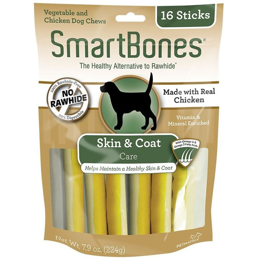 SmartBones Skin & Coat Care Treat Sticks for Dogs - Chicken-Dog-Smartbones-16 Pack - (3.75" Sticks)-