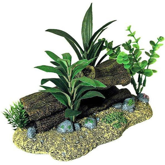 Blue Ribbon Exotic Environments Log Cavern Jungle Floral Aquarium Ornament-Fish-Blue Ribbon Pet Products-9"L x 5.5"W x 5"H-