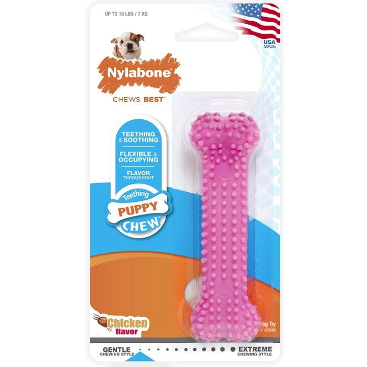 Nylabone Puppy Chew Dental Bone Chew Toy - Pink-Dog-Nylabone-3.75" Chew - (For Puppies up to 15 lbs)-