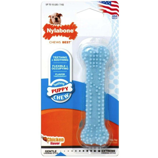 Nylabone Puppy Chew Dental Bone Chew Toy - Blue-Dog-Nylabone-3.75" Chew - (For Puppies up to 15 lbs)-