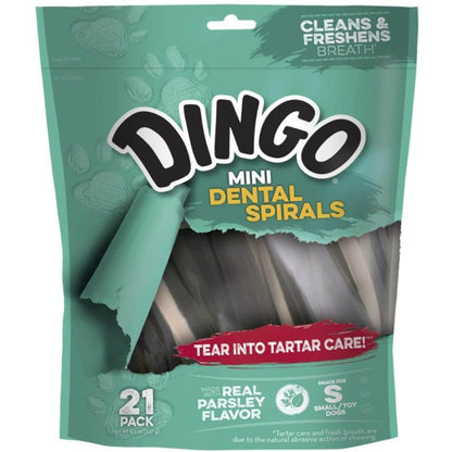 Dingo Dental Spirals Fresh Breath Dog Treats-Dog-Dingo-Mini - 21 Pack-