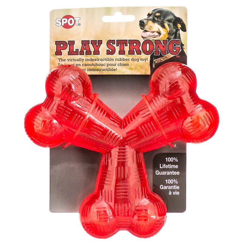 Spot Play Strong Rubber Trident Dog Toy - Red-Animals & Pet Supplies-BimBimPet-