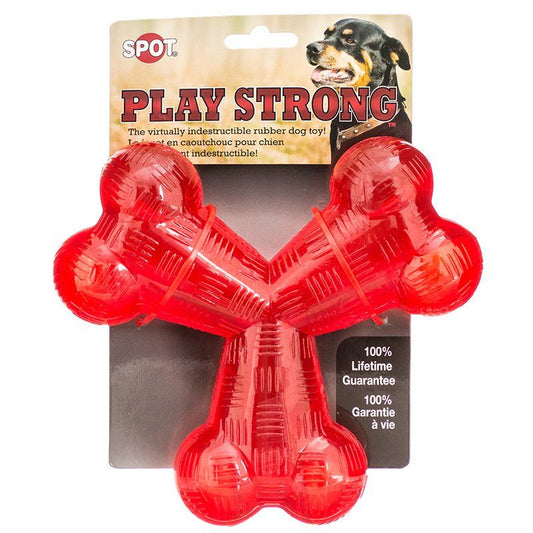 Spot Play Strong Rubber Trident Dog Toy - Red-Animals & Pet Supplies-BimBimPet-