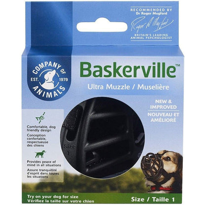 Baskerville Ultra Muzzle for Dogs-Dog-Company of Animals-Size 1 - Dogs 10-15 lbs - (Nose Circumference 8.6")-