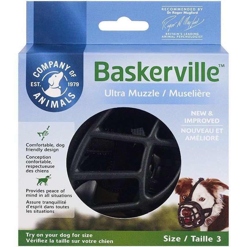 Baskerville Ultra Muzzle for Dogs-Dog-Company of Animals-Size 3 - Dogs 25-45 lbs - (Nose Circumference 11")-