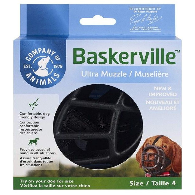 Baskerville Ultra Muzzle for Dogs-Dog-Company of Animals-Size 4 - Dogs 40-65 lbs - (Nose Circumference 12.3")-