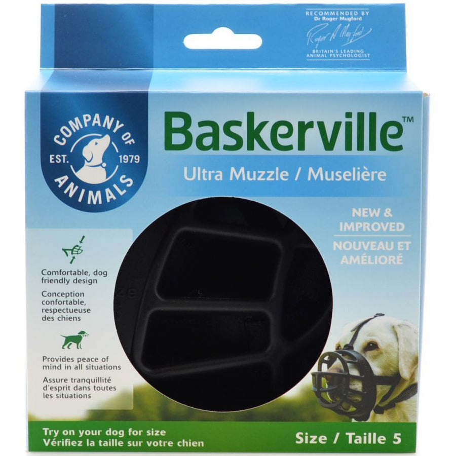 Baskerville Ultra Muzzle for Dogs-Dog-Company of Animals-Size 5 - Dogs 60-90 lbs - (Nose Circumference 13.7")-