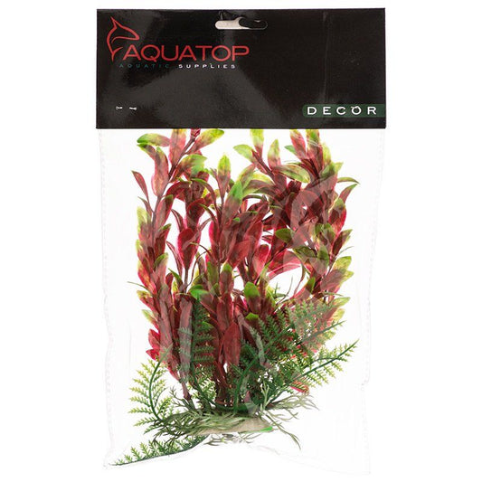 Aquatop Hygro Aquarium Plant - Red & Green-Fish-Aquatop-6" High w/ Weighted Base-