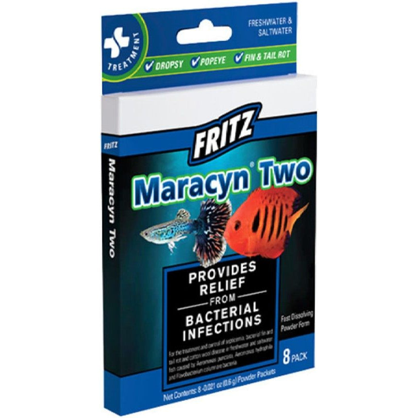 Fritz Maracyn Two Bacterial Medication Powder for Freshwater and Saltwater Aquariums-Fish-Fritz Aquatics-8 Count-