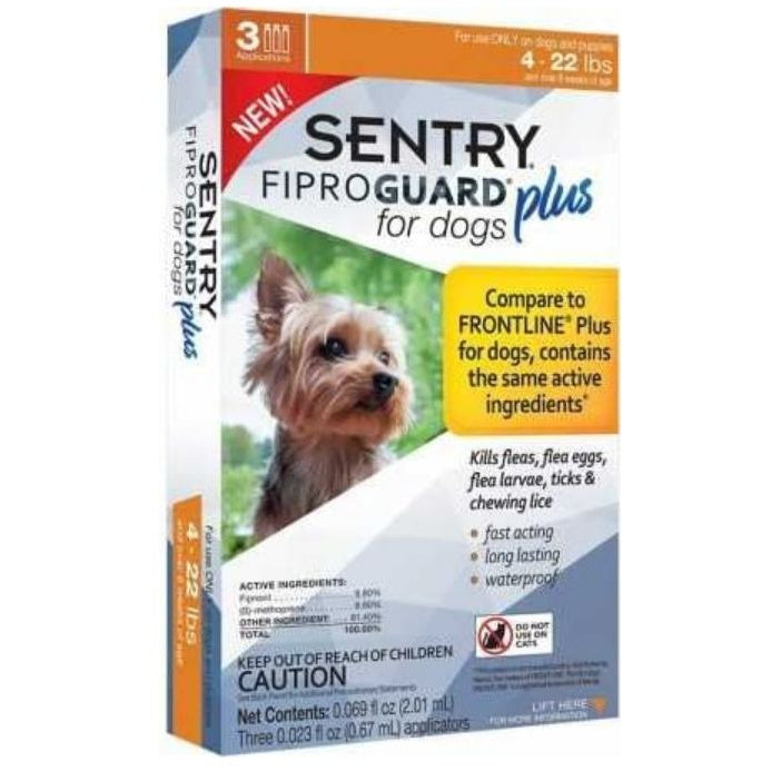 Sentry Fiproguard Plus IGR for Dogs & Puppies-Dog-Sentry-Small - 3 Applications - (Dogs 6.5-22 lbs)-