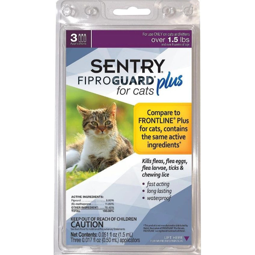 Sentry Fiproguard Plus for Cats & Kittens-Cat-Sentry-3 Applications - (Cats over 1.5 lbs)-