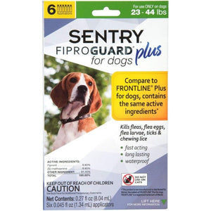 Sentry Fiproguard Plus IGR for Dogs & Puppies-Dog-Sentry-Medium - 6 Applications - (Dogs 23-44 lbs)-