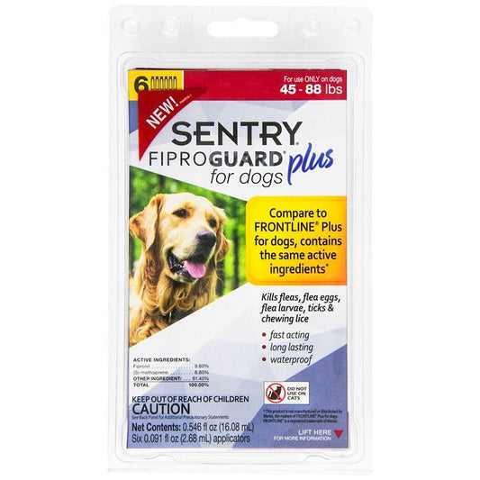 Sentry Fiproguard Plus IGR for Dogs & Puppies-Dog-Sentry-Large - 6 Applications - (Dogs 45-88 lbs)-