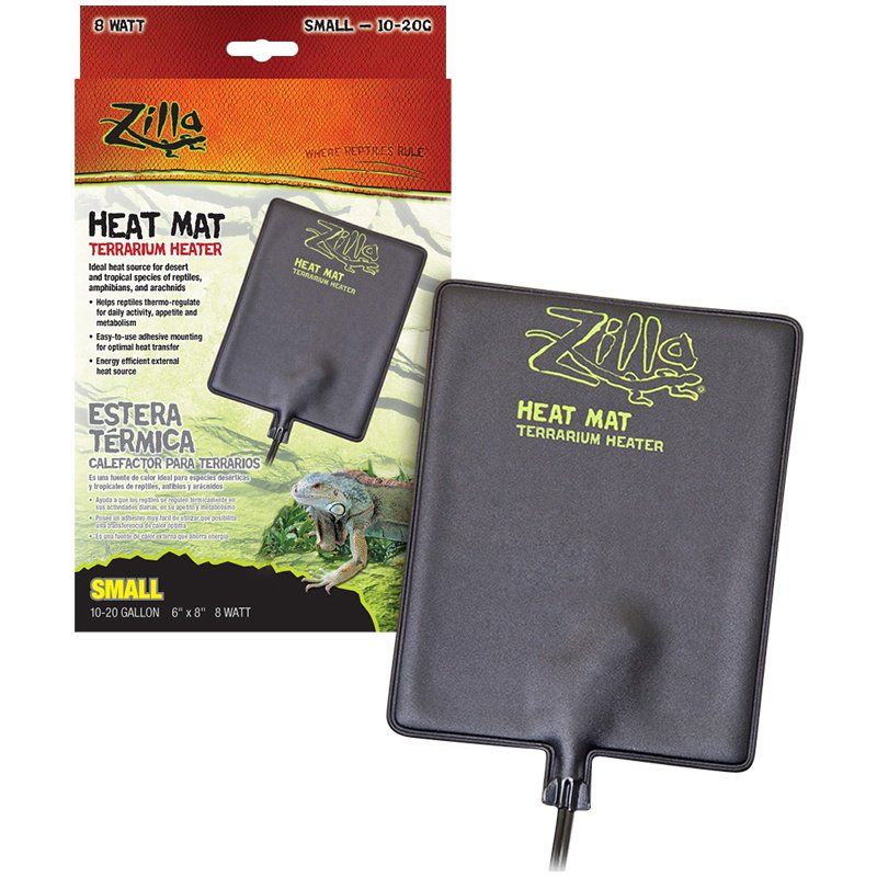 Zilla Heat Mat Terrarium Heater-Reptile-Zilla-Small - 8 Watt - 10-20 Gallon Tanks - (6" x 8")-