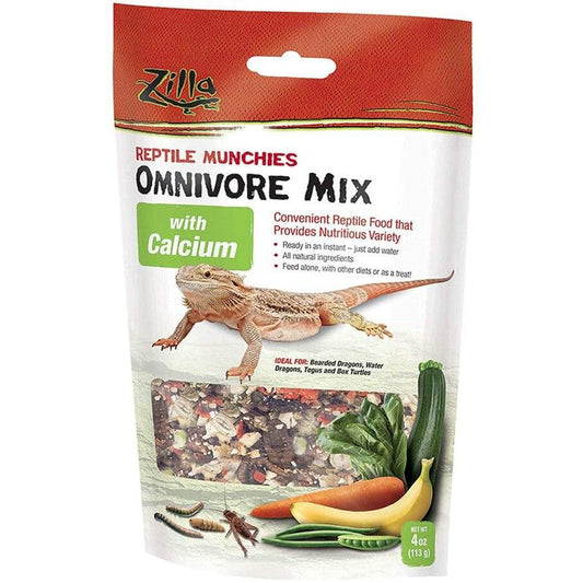 Zilla Reptile Munchies - Omnivore Mix with Calcium-Reptile-Zilla-4 oz-