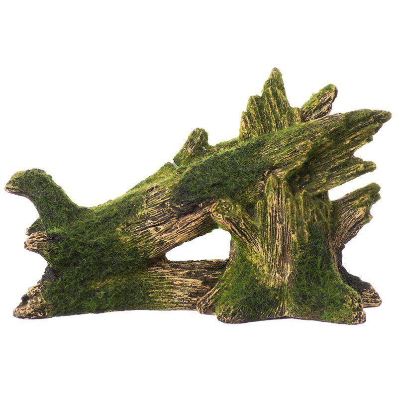 Exotic Environments Fallen Moss Covered Tree-Fish-Blue Ribbon Pet Products-8"L x 3.5"W x 5"H-