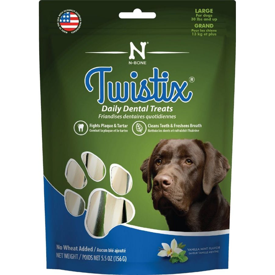 Twistix Wheat Free Dental Dog Treats - Vanilla Mint Flavor-Dog-Twistix-Large - For Dogs 30 lbs & Up - (5.5 oz)-