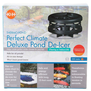 K&H Pet Products Thermo-Pond Perfect Climate Deluxe Pond De-Icer-Fish-K&H Pet Products-1500 Watts with 12' Cord-