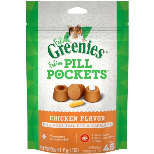 Greenies Pill Pockets Chicken Flavor Cat Treats-Cat-Greenies-1.6 oz-