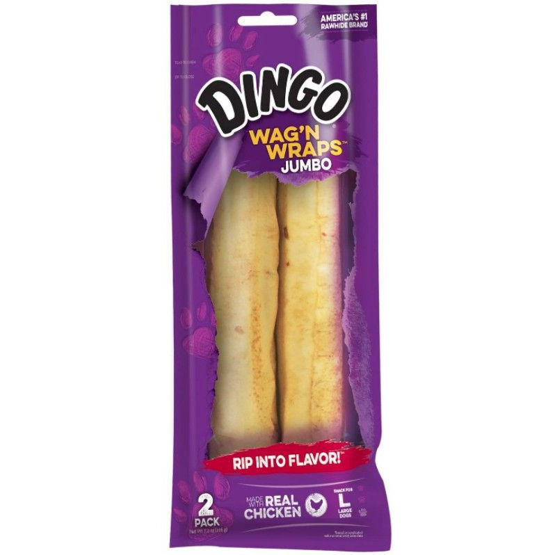 Dingo Wag'n Wraps Chicken & Rawhide Chews (No China Sourced Ingredients)-Dog-Dingo-Jumbo 2 count-