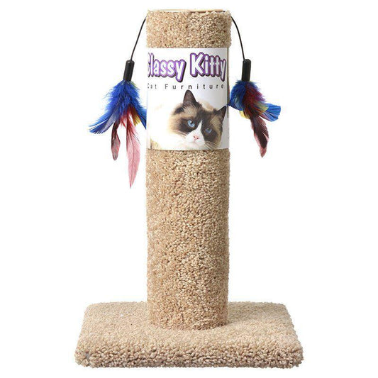 Classy Kitty Cat Scratching Post with Feathers-Cat-North American Pet Products-17.5" High (Assorted Colors)-