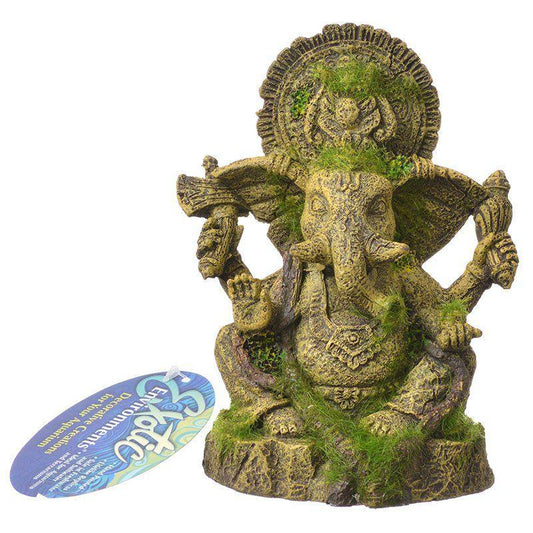 Exotic Environments Ganesha Statue with Moss Aquarium Ornament-Fish-Blue Ribbon Pet Products-4.75"L x 4"W x 6.25"H-