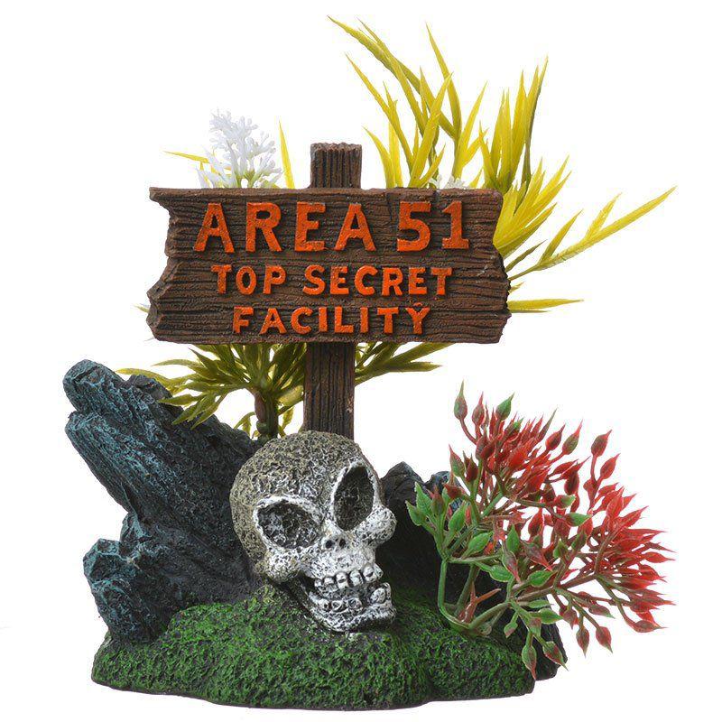 Exotic Environments Area 51 Top Secret Sign Aquarium Ornament-Fish-Blue Ribbon Pet Products-3"L x 4.25"W x 5.25"H-