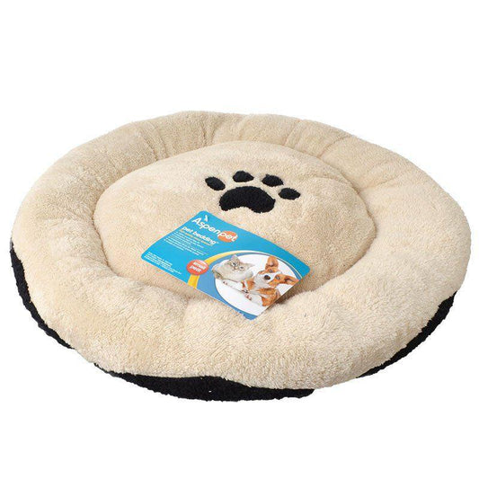 Aspen Pet Round Pet Bed with Paw Applique-Animals & Pet Supplies-BimBimPet-