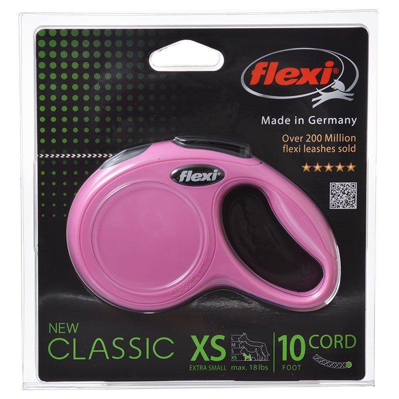 Flexi New Classic Retractable Cord Leash - Pink-Dog-Flexi-X-Small - 10' Lead (Pets up to 18 lbs)-