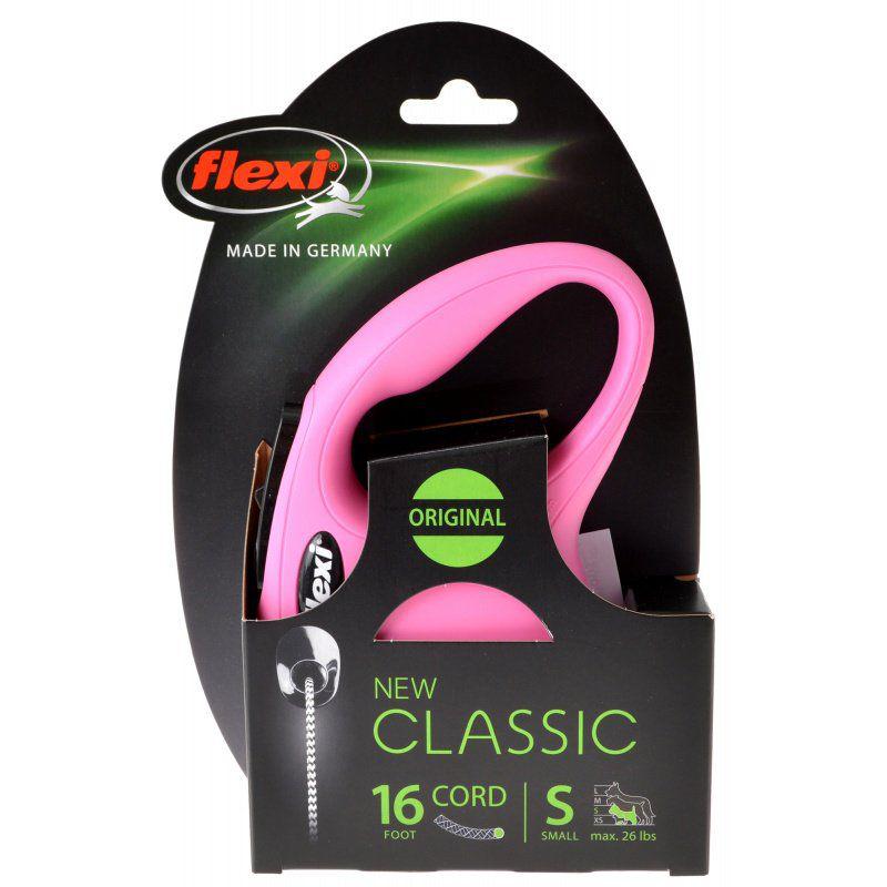 Flexi New Classic Retractable Cord Leash - Pink-Dog-Flexi-Small - 16' Lead (Pets up to 26 lbs)-